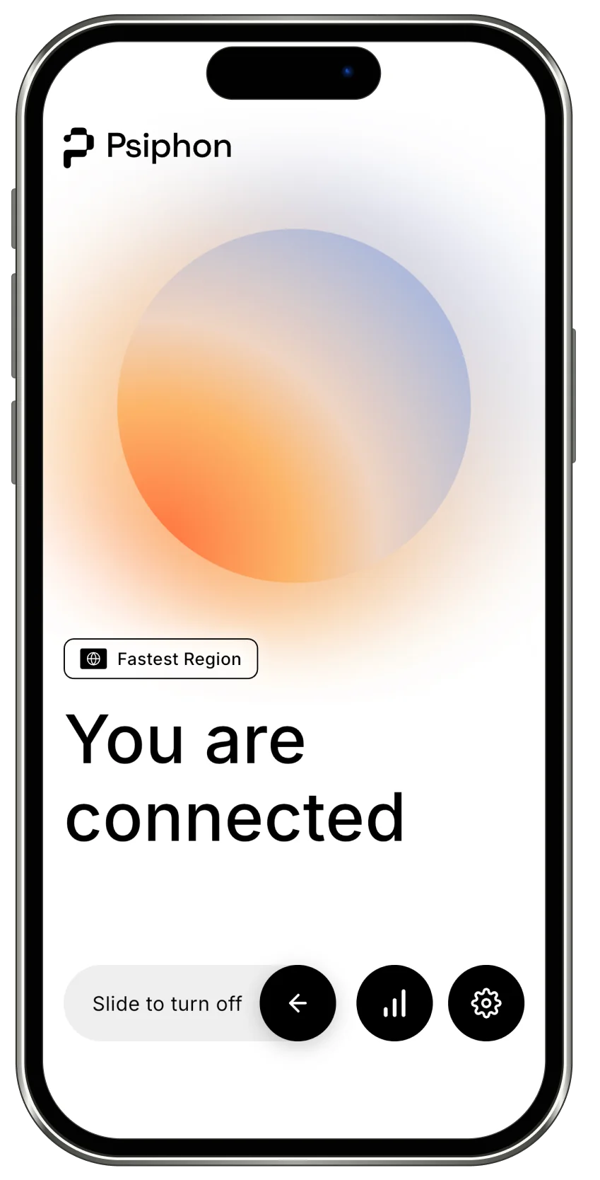 Psiphon app showing a connected state
