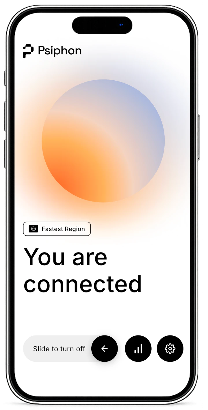 Psiphon app showing a connected state